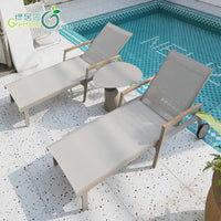Outdoor Aluminum Alloy Beach Pool Lounge Chair with Waterproof Sunscreen Fabric