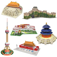 3D Puzzle Paper Model of Famous Chinese Landmarks - Shanghai Oriental Pearl Tower, Temple of Heaven, Forbidden City, Potala Palace
