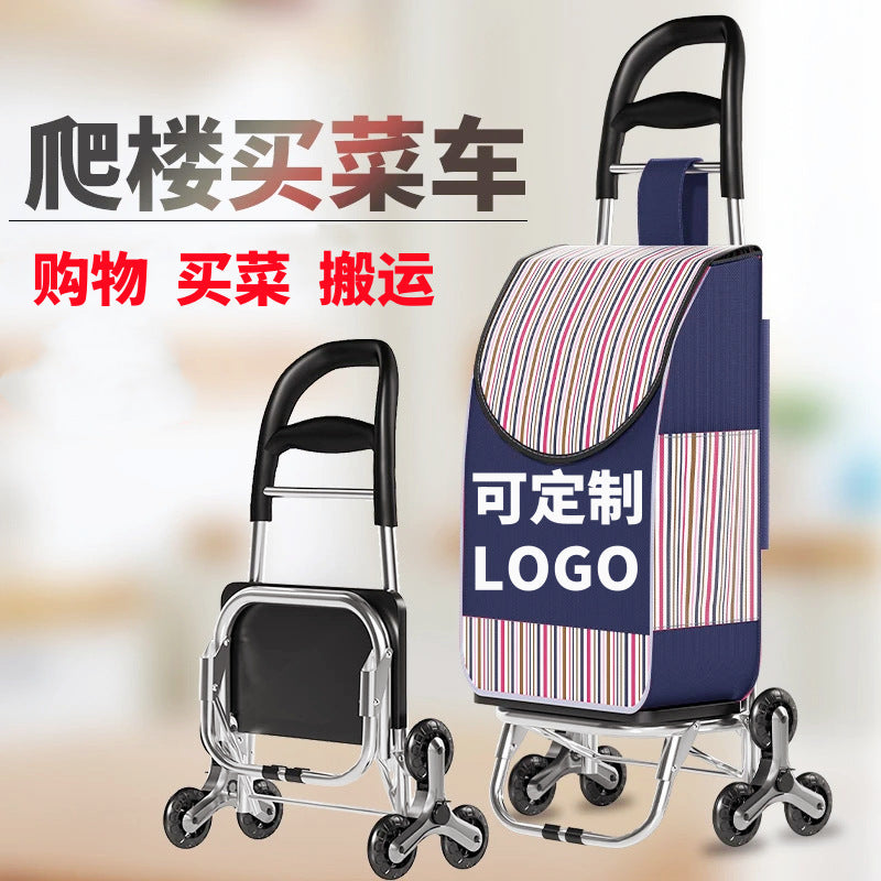 Foldable Stair Climbing Shopping Cart with Wheels for Groceries and Laundry