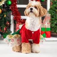 Christmas Pet Dress Shiny Velvet Princess Skirt for Small Dogs