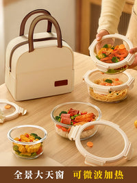 LocknLock Round Glass Food Storage Container Set with Lids, Microwave Safe, Leak-Proof Meal Prep Bento Boxes