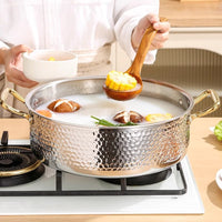 316 Stainless Steel Hot Pot with Divider, Thickened Induction Cooker Compatible Soup Pot for Home Use