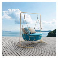 Rattan Woven Outdoor Hanging Basket Swing Chair for Balcony Patio
