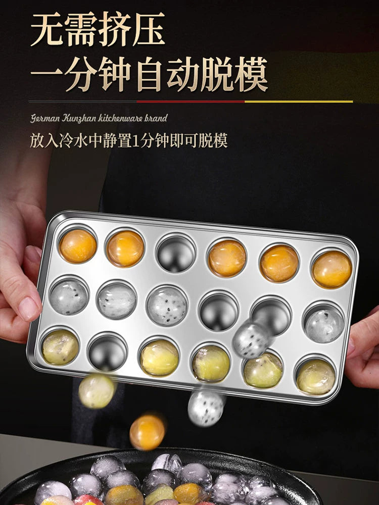 304 Stainless Steel Spherical Ice Cube Mold with Storage Box for Whiskey and Cocktails