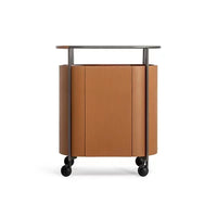Italian Minimalist Mobile Bar Cart with Wheels, Tempered Glass Side Table, Small Wine Cabinet