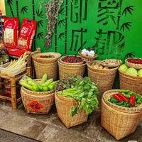 Handwoven Bamboo Display Basket for Produce & Goods