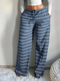 American Retro Striped Wide-Leg Pants for Women, Soft & Comfortable High-Waisted Straight Trousers