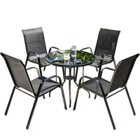 Outdoor Wicker Patio Dining Set with Umbrella, Iron Frame Garden Furniture