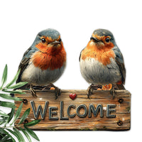 Rustic Robin Wooden Welcome Sign Wall Decor for Farmhouse Spring Decoration