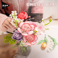 Panlos Building Block Flower Bouquet DIY Assembly Kit for Girls, Friends, Valentine's Day Gift