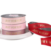 2.5cm Gold Foil English Letter Ribbon for Flower Packaging and Cake Decor