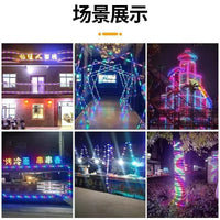 Solar RGB LED Strip Lights Outdoor Waterproof for Garden Patio Night Market Ambiance