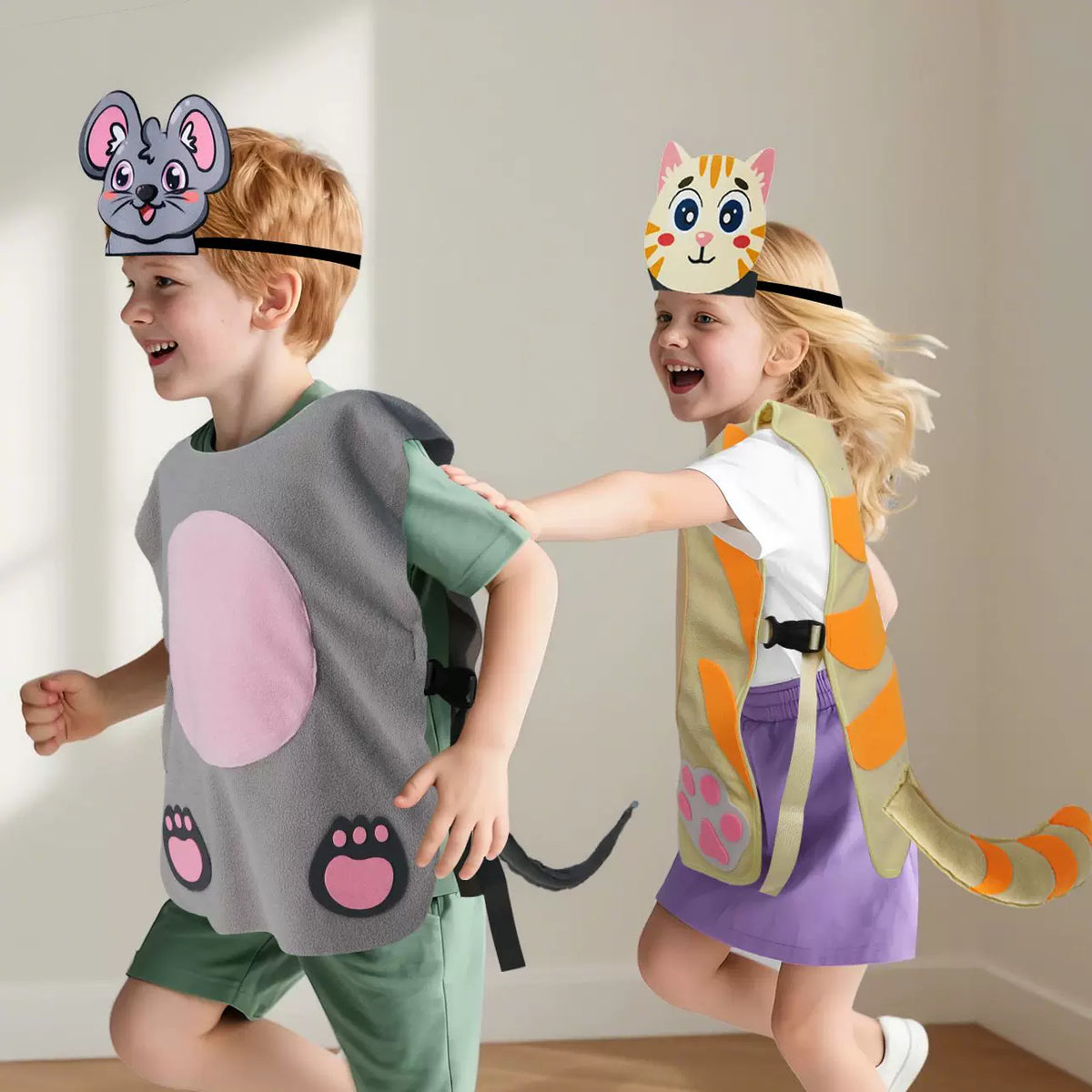 Kids Animal Costume Set with Headpiece for Stage Performance, Halloween, and Parties
