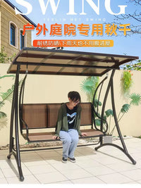 Outdoor Patio Swing Chair with Canopy, 2-3 Seater Garden Hammock Glider for Yard Balcony