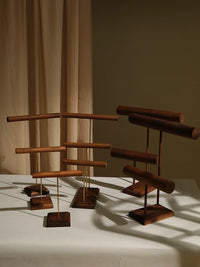 Walnut Wood Jewelry Display Stand for Bracelets, Necklaces, and Prayer Beads