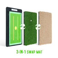 Golf 3-in-1 Hitting Mat with Swing Trace Feedback for Practice and Training