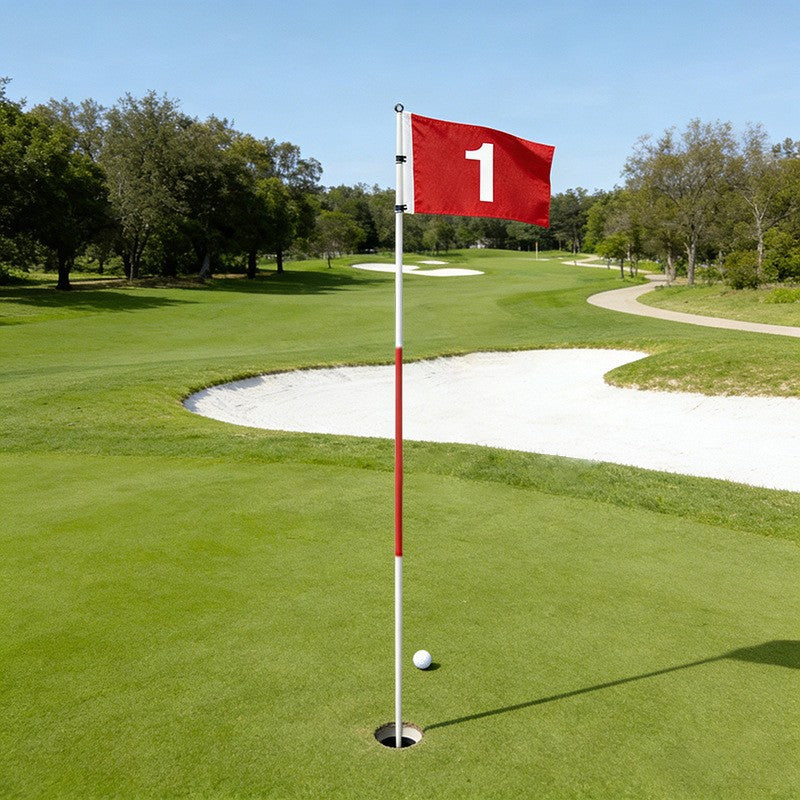 Golf Putting Green Flagstick Set with 3-Section Pole and Hole Cup