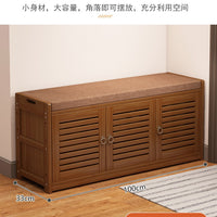 Solid Wood Shoe Cabinet with Seating Bench and Storage for Entryway