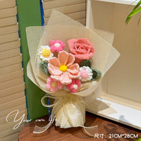 Handmade Knitted Flower Bouquet Artificial Everlasting Flower Gift Box for Birthdays and Graduations