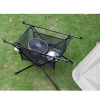 Portable Aluminum Alloy Folding Camping Table with Mesh Storage for Outdoor Picnic & RV Travel