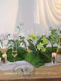 Artificial Moss Landscape Floral Arrangement with Faux Plants for Desktop Decor