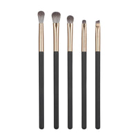 Professional 5-6 Piece Black Eye Makeup Brush Set with Portable Case for Eyeshadow Blending and Detailing