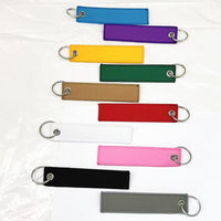 Minimalist Solid Color Double-Sided Embroidered Keychain High-Density Polyester Keyring