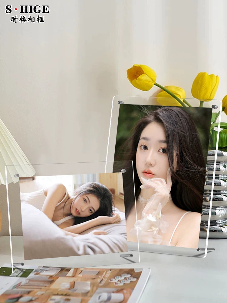 Acrylic Double-Sided Photo Frame for Postcards and Pictures