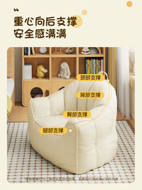 Children's Pumpkin Sofa Bean Bag Chair with Backrest, Scratch-Resistant Faux Leather