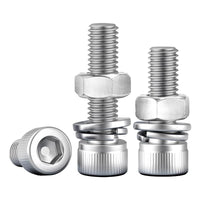304 Stainless Steel Hex Socket Cap Head Screw, Nut, and Washer Assortment Kit