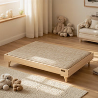 Elevated Wooden Pet Bed for Cats and Dogs, Detachable Washable Mattress, All Seasons
