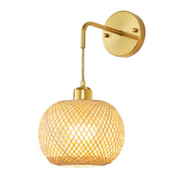 Bohemian Woven Bamboo Wall Sconce for Living Room Bedroom Hallway