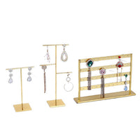 Creative T-Bar Metal Jewelry Display Stand for Necklaces, Earrings, and Studs