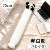 Long Hot Water Bottle with Plush Cover for Bed Warming and Pain Relief