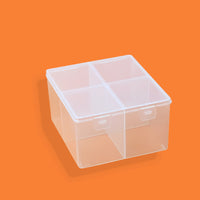 Clear 4-Compartment Plastic Storage Box for Jewelry Beads & Small Parts