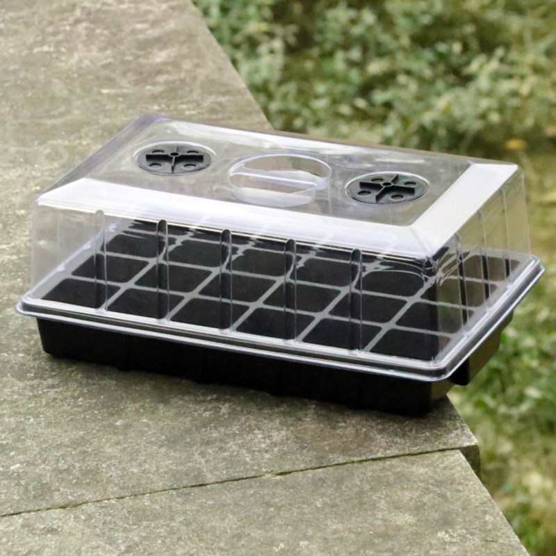 24-Cell Seedling Starter Trays with Dome Lid, Reusable Plant Germination Kit for Home Garden