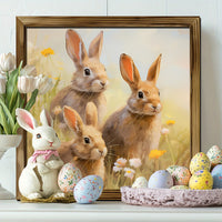 Easter Bunny Wooden Decorative Plaque Spring Pastoral Style Tabletop Decor