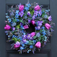 Tulip Lavender Two-Tone Wreath Artificial Home Decor Door Wall Hanging Festival Ornament