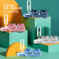 Elevated Double Pet Bowl with Automatic Water Dispenser for Cats and Small Dogs