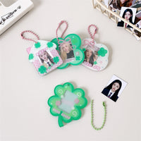 INS Style Four-Leaf Clover Photo Frame Keychain for 1-Inch ID Photos