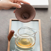 Zhaolin Creative Ceramic Tea Infuser Set with Filter and Holder, Non-Porous Tea Strainer for Kung Fu Tea Ceremony