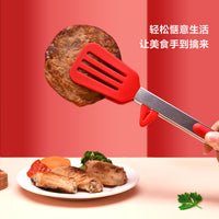4-Piece Set FDA Food Grade Silicone Food Tongs with Stainless Steel Handles for Bread, BBQ, and Pasta