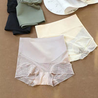 Seamless Postpartum High-Waist Tummy Control Panties with Lace Trim