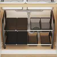 Under-Sink Expandable Multi-Layer Kitchen Storage Rack for Pots and Pans