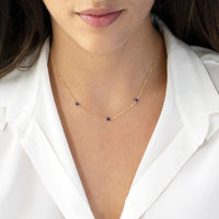 14K Gold Plated Triple Bead Dainty Necklace for Women
