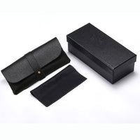 Fashionable Clamshell Sunglasses Case Set with Leather Pouch and Cleaning Cloth