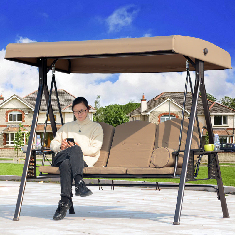 Outdoor Patio Swing Chair with Canopy, 3-Seater Garden Hammock Glider for Yard Balcony