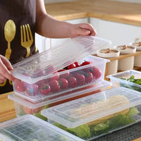 Japanese-Style Refrigerator Food Storage Container with Drain Tray and Lid for Meat and Produce