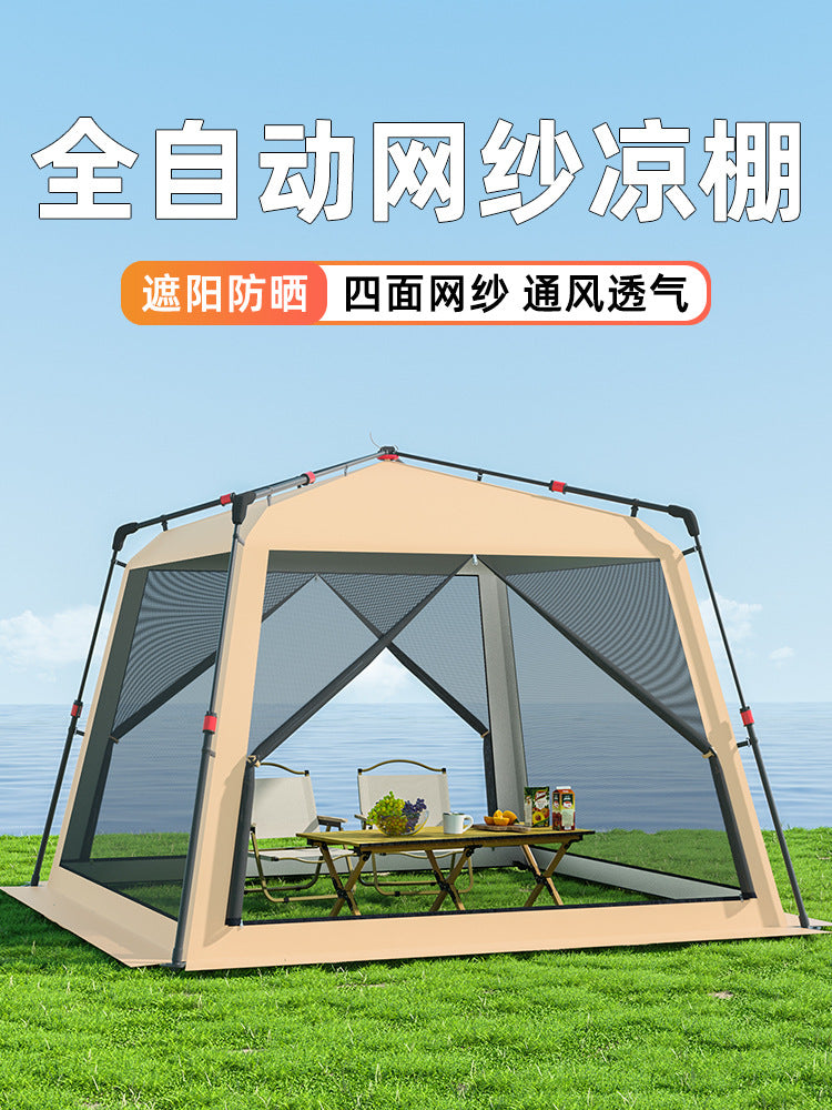 Automatic Pop-Up Mosquito Net Tent for Outdoor Camping and Sun Protection, Portable Folding Canopy