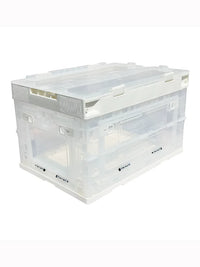 Foldable Transparent Storage Box with Lid, Plastic Outdoor Organizer, Industrial Style Home Storage Container